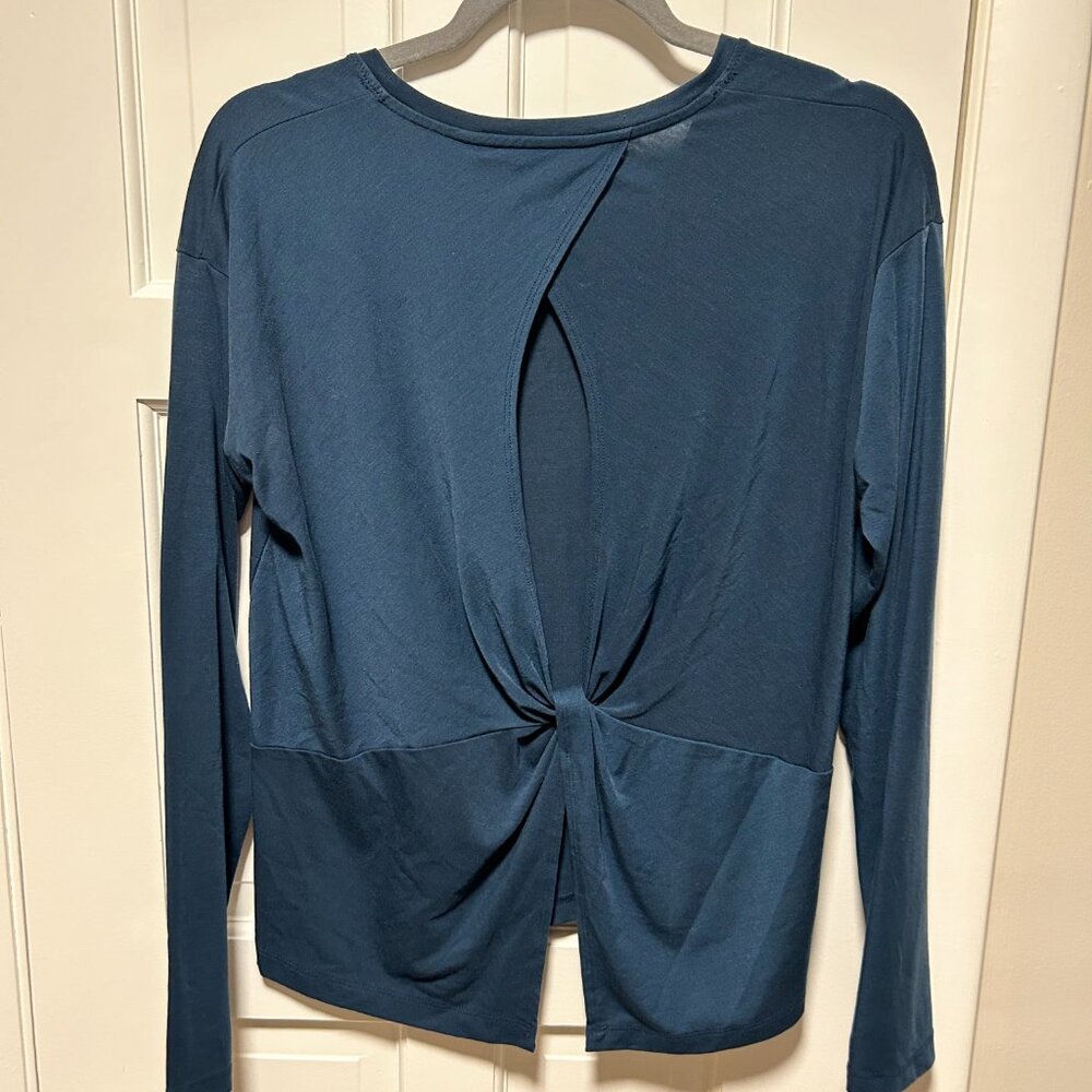 Athleta Womens Twist Back Keyhole Open Long Sleeve Navy Blue -Small - Picture 2 of 4